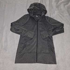 Mondetta Jacket Womens Size Medium Full Zip Hoodie Black Gray Herringbone Thumb